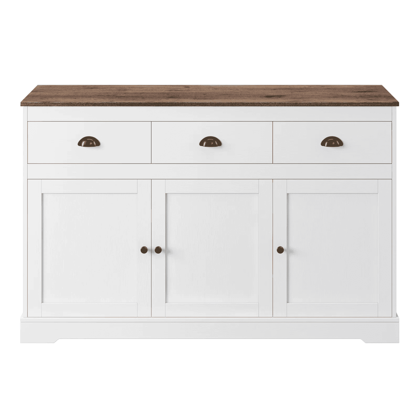 Homfa Sideboard Storage Cabinet with 3 Drawers & 3 Doors, 53.54'' Wide Buffet Cabinet for Dining Room, White