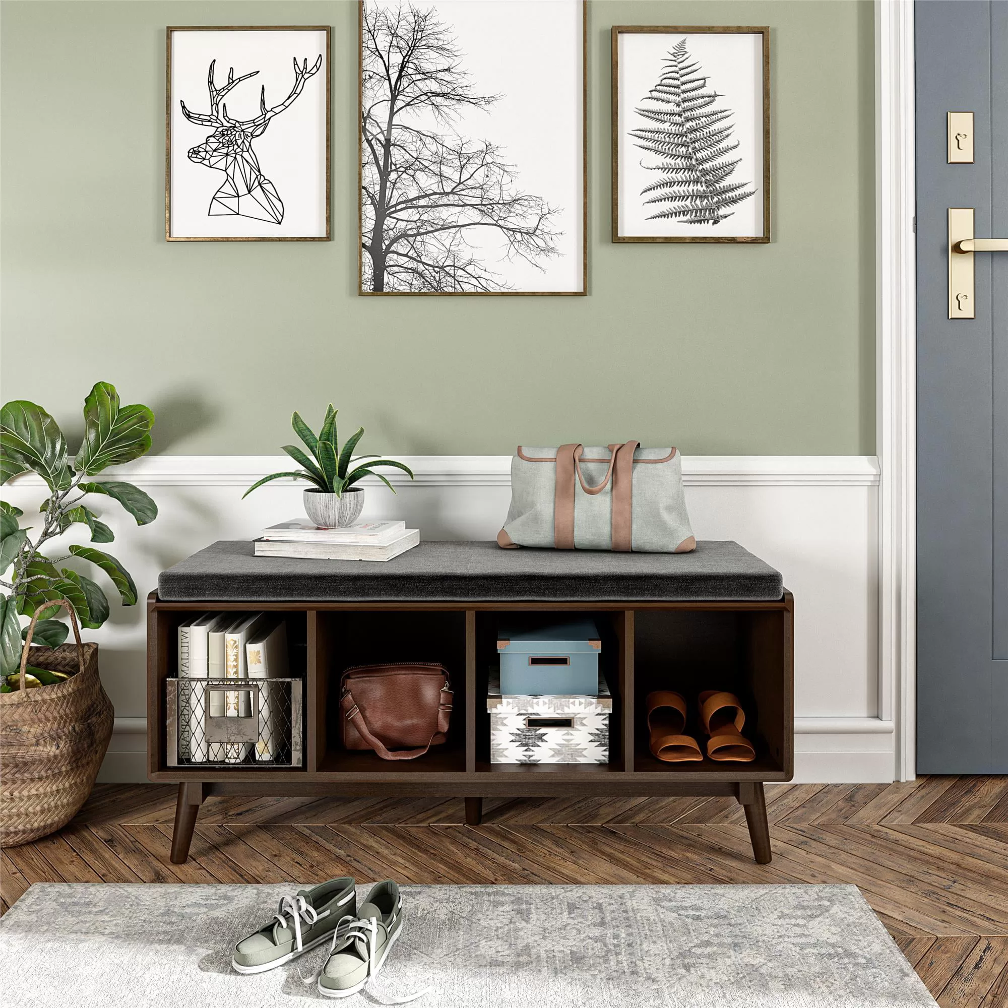 Novogratz Brittany Entryway Bench, Walnut