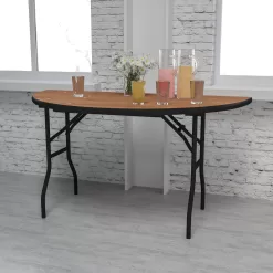 Flash Furniture Furman 5-Foot Half-Round Wood Folding Banquet Table