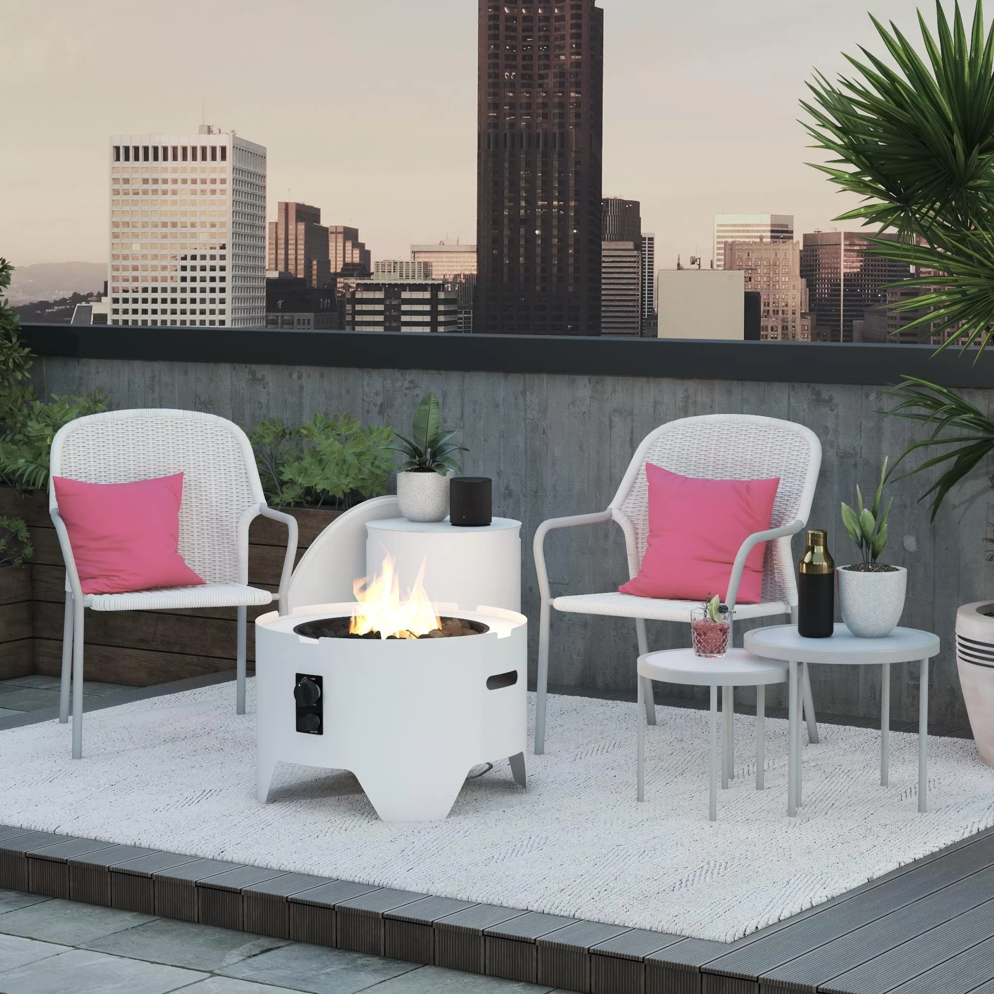 CosmoLiving by Cosmopolitan, Astra Collection, 23" Fire Pit, White