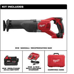 Milwaukee 2621-21 M18 18V Lithium-Ion Cordless SAWZALL Reciprocating Saw W/(1) 3.0Ah Batteries, Charger, Hard Case