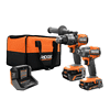 RIDGID R9208 18V Brushless Cordless 2-Tool Combo Kit with Hammer Drill, Impact Driver, (2) Batteries, Charger, and Bag