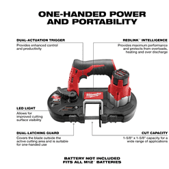 Milwaukee Band Saw 2429-20 M12 12-Volt Lithium-Ion Cordless Sub-Compact (Tool-Only)