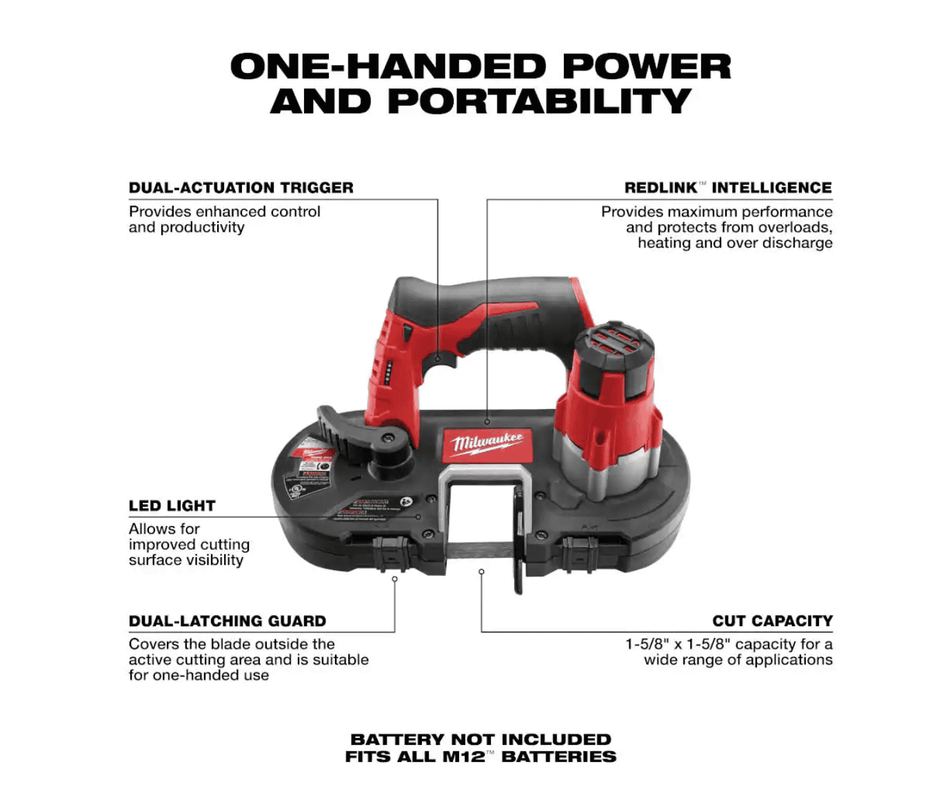 Milwaukee Band Saw 2429-20 M12 12-Volt Lithium-Ion Cordless Sub-Compact (Tool-Only)