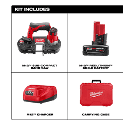 Milwaukee Band Saw 2429-21XC M12 12-Volt Lithium-Ion Cordless Sub-Compact XC Kit with One 3.0h Battery, Charger and Hard Case