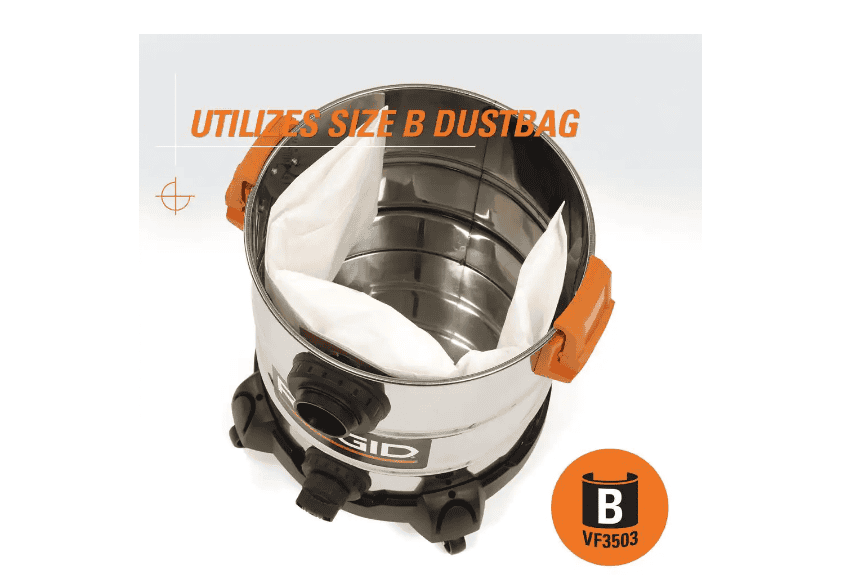 RIDGID WD1060 10 Gal. 6.0-Peak HP Stainless Steel Wet/Dry Shop Vacuum with Filter, Hose and Accessories