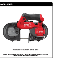 Milwaukee Band Saw 2529-20-48-11-2412 M12 FUEL 12V Lithium-Ion Cordless Compact With 3.0 Ah Battery Pack (2-Pack)