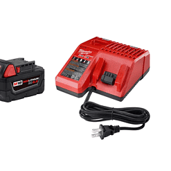 Milwaukee Reciprocating Saw 2621-20-48-59-1850 M18 18V Lithium-Ion Cordless SAWZALL with M18 Starter Kit (1) 5.0Ah Battery and Charger