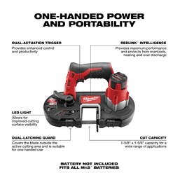Milwaukee Band Saw 2429-20-2471-20-48-59-2420 M12 12V Lithium-Ion Cordless Sub-Compact and Copper Tubing Cutter Combo Kit