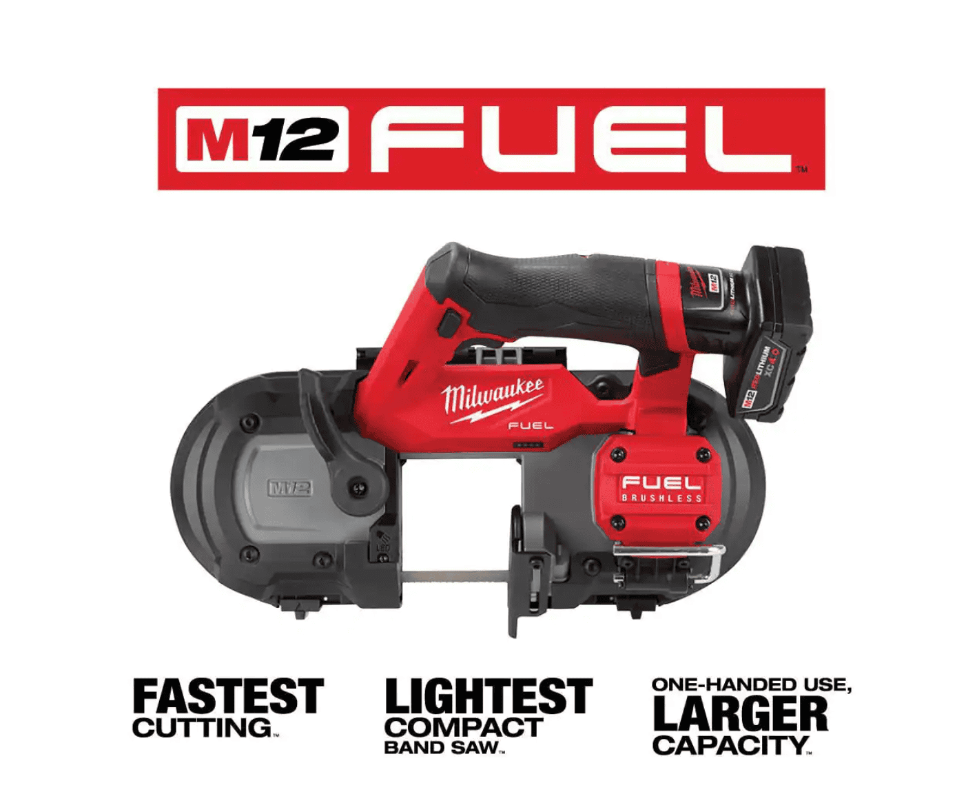 Milwaukee Band Saw 2529-21XC-48-39-0631 M12 FUEL 12V Lithium-Ion Cordless Compact Band Saw XC Kit with (4) Blades