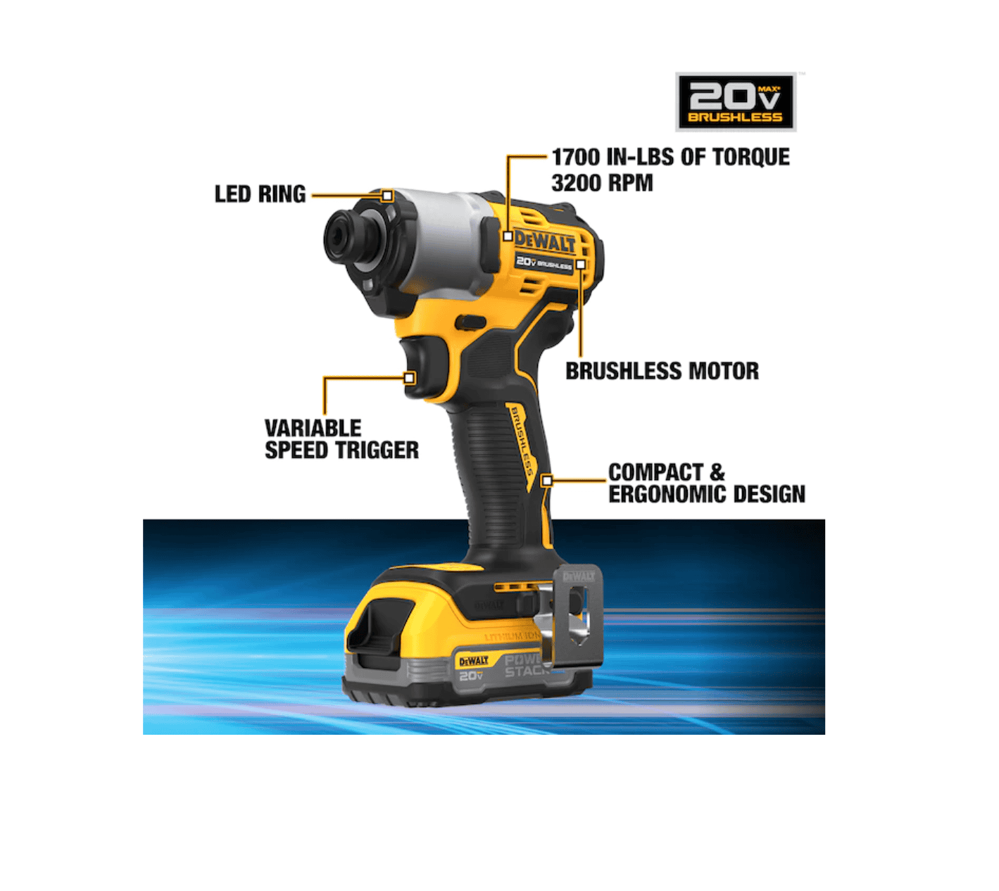DEWALT DCF840E1 20V 1/4 in IMPACT DRIVER WITH POWERSTACK BATTERY - Image 2