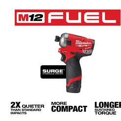 Milwaukee 2551-22-2420-20 M12 FUEL SURGE 12V Lithium-Ion Brushless Cordless 1/4 in. Hex Impact Driver Kit W/ M12 HACKZALL