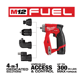 Milwaukee 2505-22-48-11-2420 M12 FUEL 12-Volt Lithium-Ion Brushless Cordless 4-in-1 Installation 3/8 in. Drill Driver Kit W/ Bonus 2.0Ah Battery
