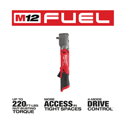 Milwaukee 2564-20 M12 FUEL 12V Lithium-Ion Brushless Cordless 3/8 in. Right Angle Impact Wrench (Tool-Only)