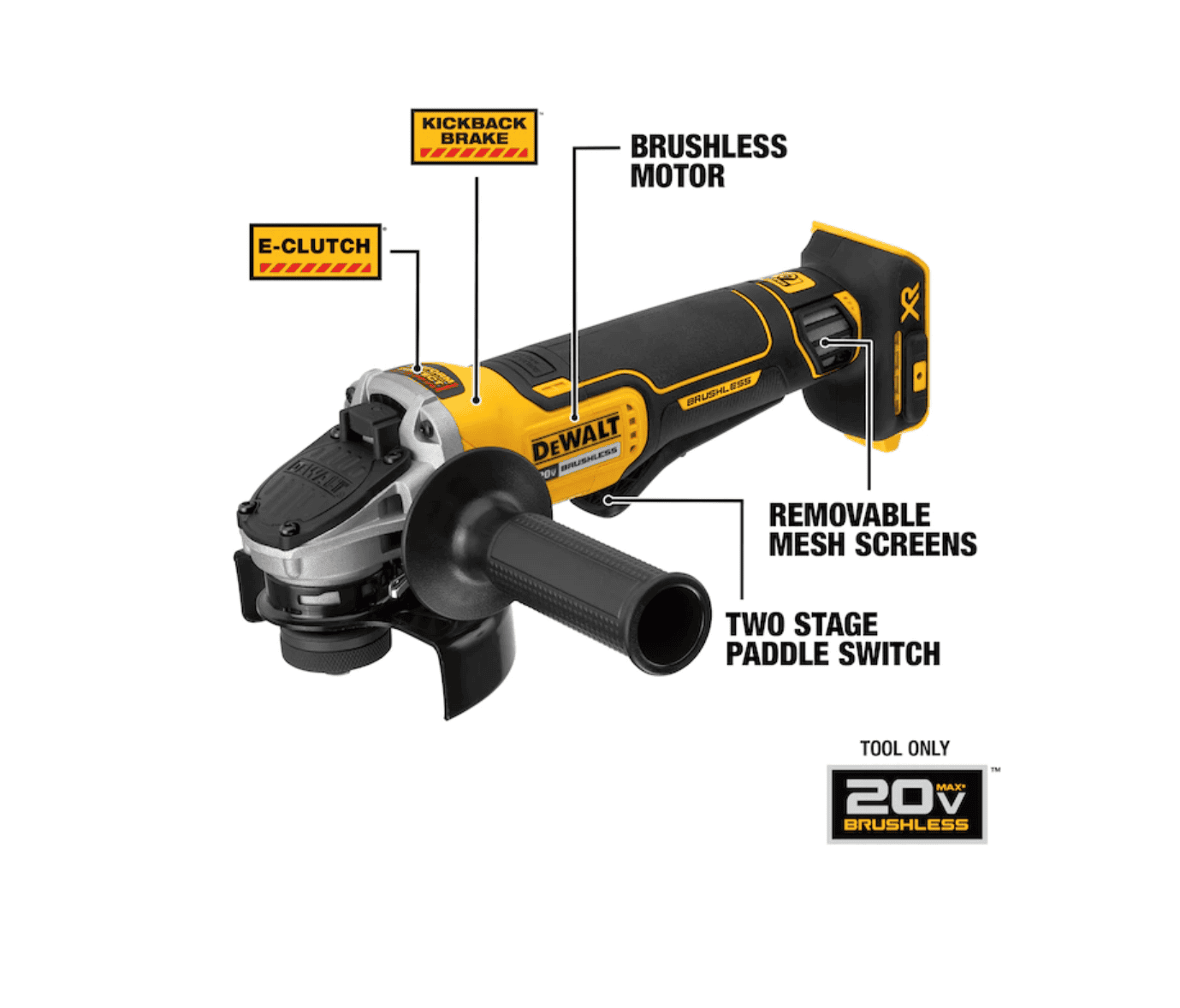 DEWALT DCG413B XR 4.5-in 20-volt Max-Amp Paddle Switch Brushless Cordless Angle Grinder - Image 2