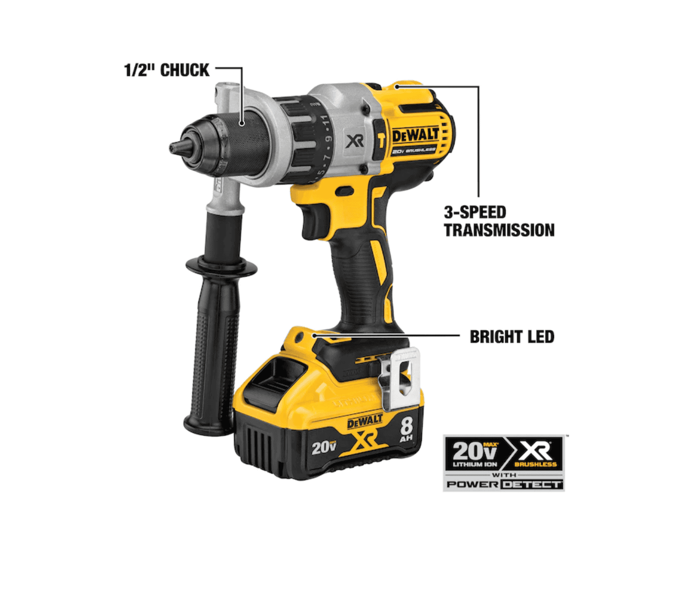 DEWALT DCK299D1W1 Power Detect XR POWER DETECT 2-Tool 20-Volt Max Brushless Power Tool Combo Kit with Soft Case (2-Batteries and charger Included) - Image 2