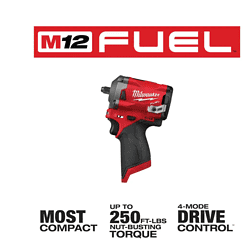 Milwaukee 2554-20-2557-20 M12 FUEL 12V Lithium-Ion Brushless Cordless Stubby 3/8 in. Impact Wrench and Ratchet Kit (Tool-Only Kit)
