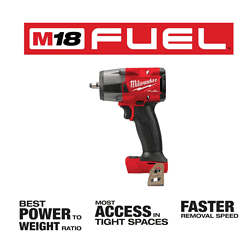 Milwaukee 2960-20-49-16-2960 M18 FUEL 18V Lithium-Ion Mid Torque Brushless Cordless 3/8 in. Impact Wrench with Friction Ring, Protective Boot