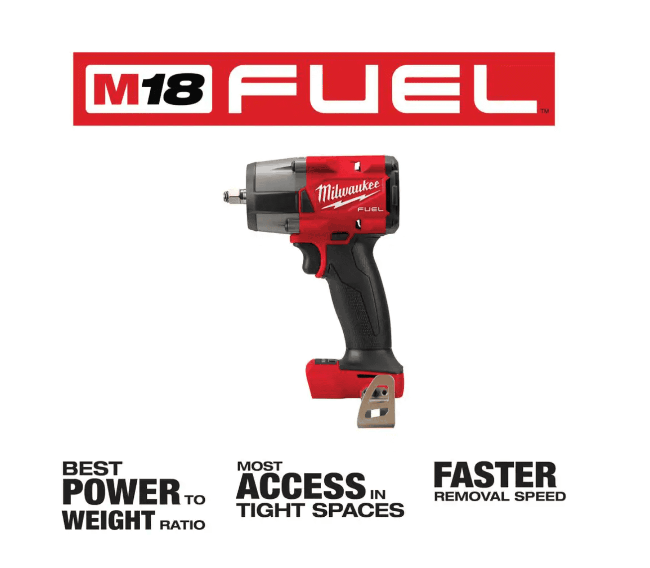 Milwaukee 2960-20-49-16-2960 M18 FUEL 18V Lithium-Ion Mid Torque Brushless Cordless 3/8 in. Impact Wrench with Friction Ring, Protective Boot