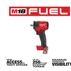 Milwaukee 2855-20-49-16-2854 M18 FUEL Gen-2 18V Lithium-Ion Brushless Cordless 1/2 in. Compact Impact Wrench with Friction Ring and Boot