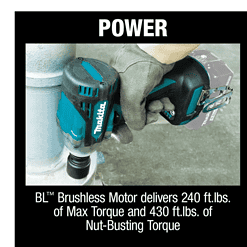 Makita XWT14Z 18V LXT Lithium-Ion Brushless Cordless 4-Speed 1/2 in. Sq. Drive Impact Wrench w/ Friction Ring Anvil, Tool Only