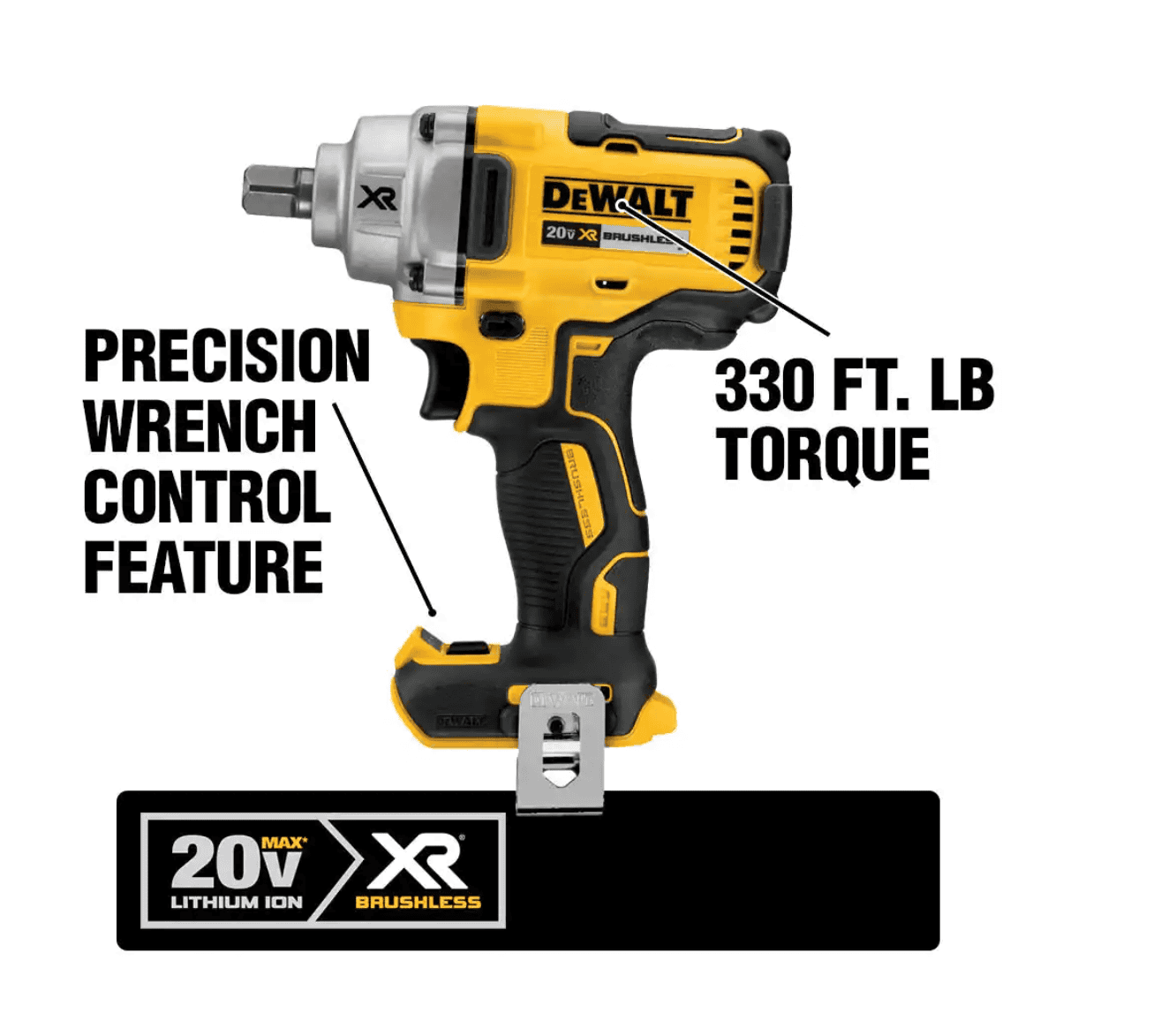 DEWALT DCF894B 20-Volt MAX XR Cordless Brushless 1/2 in. Mid-Range Impact Wrench with Detent Pin Anvil (Tool-Only)
