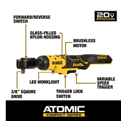 DEWALT DCF513B ATOMIC 20-Volt MAX Cordless 3/8 in. Ratchet (Tool-Only)