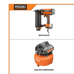 RIDGID R69601FKN 6 Gal. Electric Pancake Air Compressor and Pneumatic 18-Gauge 2-1/8 in. Brad Nailer