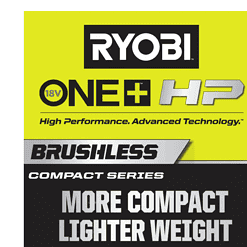 RYOBI PSBCK01K-PSBCS02B ONE+ HP 18V Brushless Cordless Compact 1/2 in. Drill/Driver, Impact Driver, Cut-Off Tool, (2) Batteries, Charger, Bag