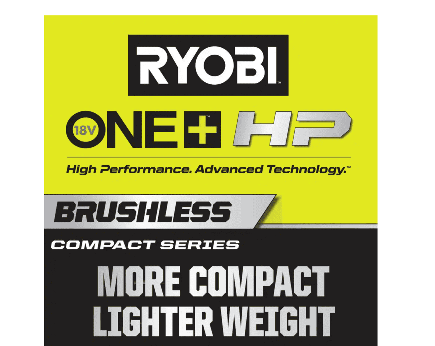 RYOBI PSBCK01K-PSBCS02B ONE+ HP 18V Brushless Cordless Compact 1/2 in. Drill/Driver, Impact Driver, Cut-Off Tool, (2) Batteries, Charger, Bag