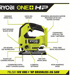 RYOBI Jig Saw PBLJS01B ONE+ HP 18V Brushless Cordless (Tool Only)