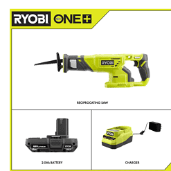 RYOBI P519-PSK005 ONE+ 18V Cordless Reciprocating Saw with 2.0 Ah Battery and Charger