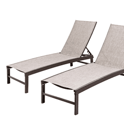Crestlive Products 2-Piece Aluminum Adjustable Outdoor Chaise Lounge in Beige