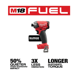 Milwaukee 2760-20-48-59-1835 M18 FUEL SURGE 18V Lithium-Ion Brushless Cordless 1/4 in. Hex Impact Driver with 3.0Ah Battery and Charger