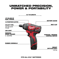 Milwaukee 2401-22-2362-20 M12 12-Volt Li-Ion Cordless 1/4 in. Hex Screwdriver Kit with M12 400 Lumens LED Lantern/Trouble Light with USB Charging