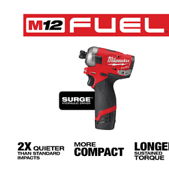 Milwaukee 2551-22-2540-20 M12 FUEL 12V Lithium-Ion Brushless Cordless SURGE 1/4 in. Hex Impact Driver and M12 23-Gauge Pin Nailer Combo Kit