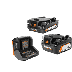 RIDGID AC87024SB2 18V Lithium-Ion (1) 4.0 Ah Battery, (1) 2.0 Ah Battery, and 18V Charger