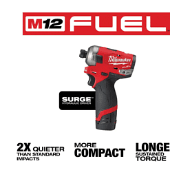 Milwaukee 2551-22-2505-20 M12 FUEL 12V Li-Ion Cordless SURGE 1/4 in. Hex Impact Driver and 4-in-1 Installation 3/8 in. Drill Driver Combo Kit
