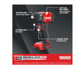 Alternative view of CRAFTSMAN CMCF911B V20 RP 20-volt Max Variable Speed Brushless 3/8-in Drive Cordless Impact Wrench (Tool only)