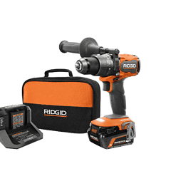 RIDGID R86115K 18V Brushless Cordless 1/2 in. Hammer Drill/Driver Kit with 4.0 Ah MAX Output Battery, 18V Charger, and Tool Bag