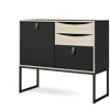 Tvilum Stubbe Black Matte/Oak Structure One Door Sideboard with 3-Drawers