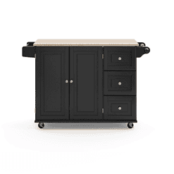 HOMESTYLES Dolly Madison Black Kitchen Cart with Natural Wood Top