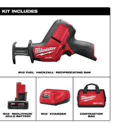 Milwaukee Reciprocating Saw Kit 2520-21XC M12 FUEL 12V Lithium-Ion Brushless Cordless HACKZALL w/ One 4.0Ah Batteries Charger & Tool Bag