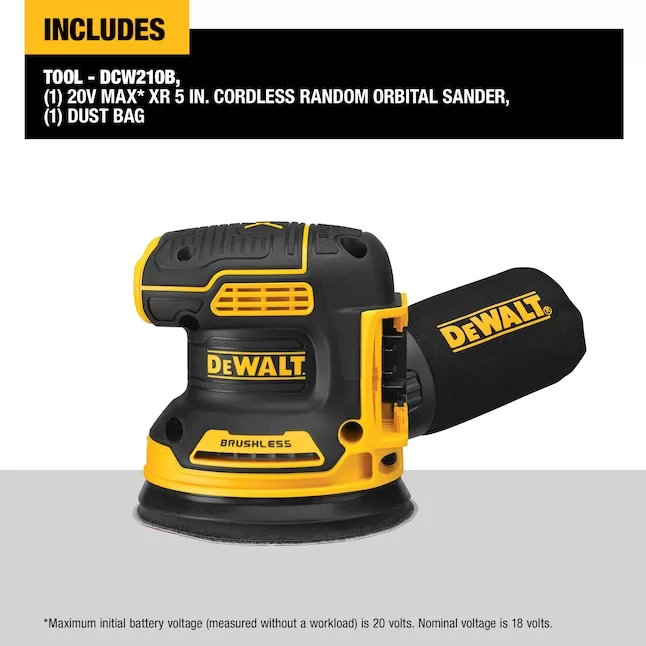 DEWALT Power Sanders DCW210B 20-Volt Brushless Cordless Variable Speed Random Orbital Sander with Dust Management - Image 3