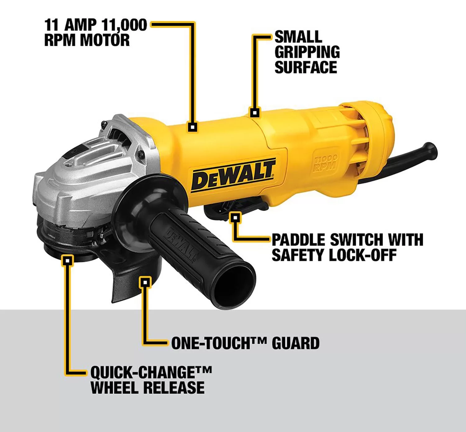DEWALT 4.5-in 11 Amps-Amp Paddle Switch Corded Angle Grinder - Image 4