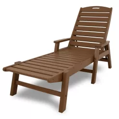 POLYWOOD Nautical Teak Plastic Frame Stationary Chaise Lounge Chair(s) with Slat Seat