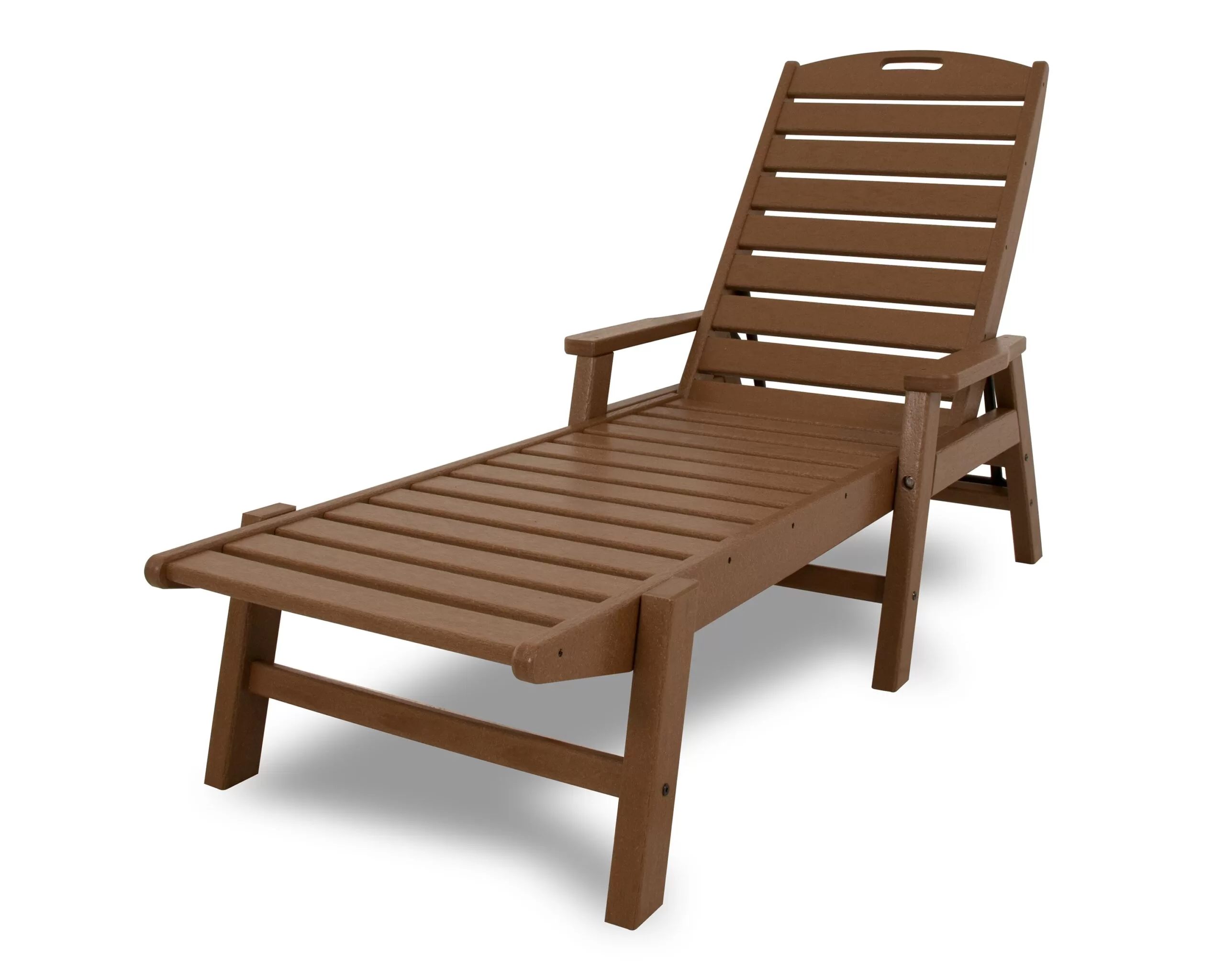 POLYWOOD Nautical Teak Plastic Frame Stationary Chaise Lounge Chair(s) with Slat Seat