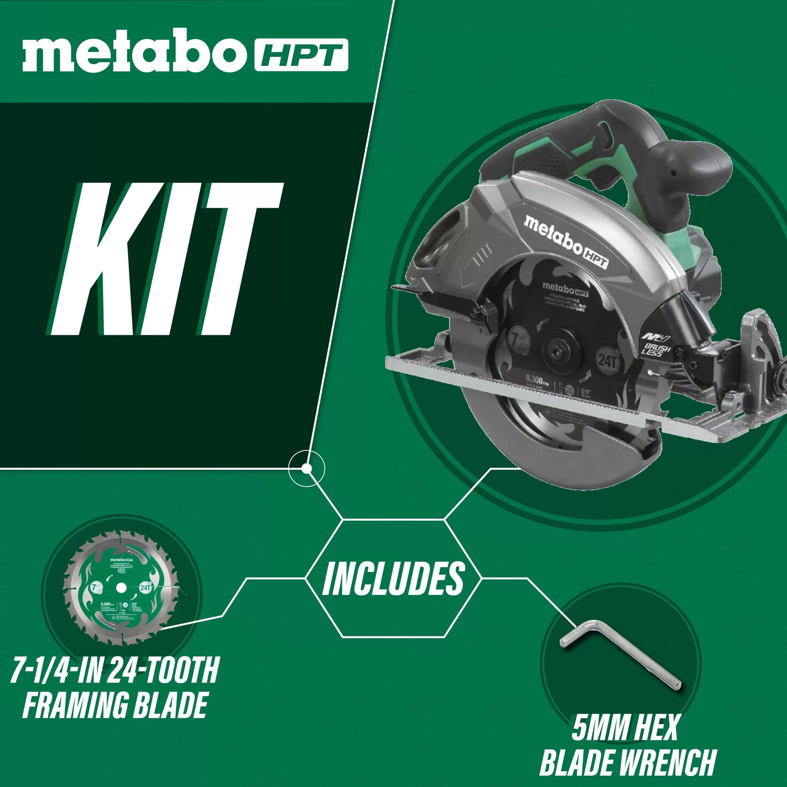 Metabo HPT MultiVolt 36-volt 7-1/4-in Brushless Hybrid Cordless and Corded Circular Saw - Image 4