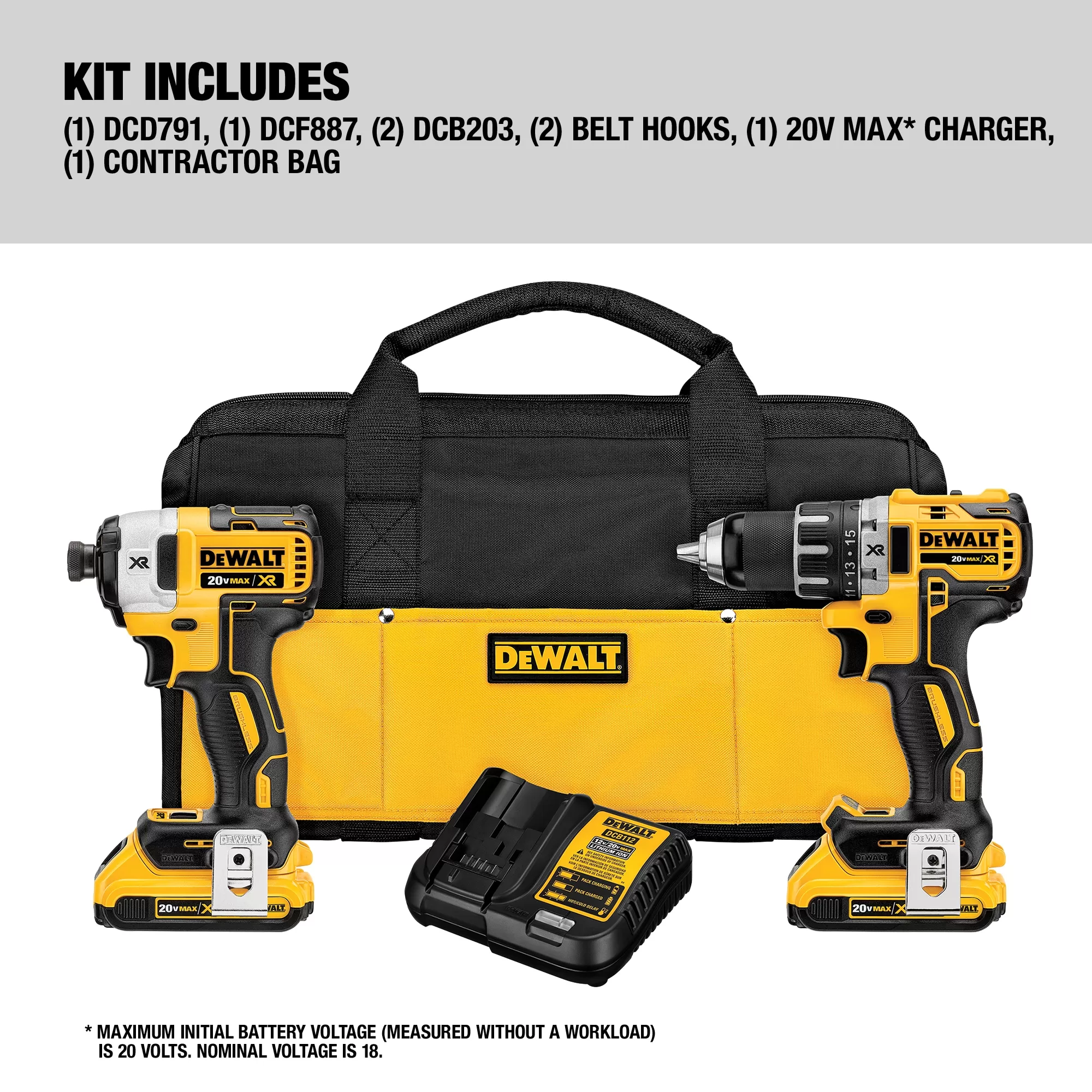 DEWALT XR 2-Tool 20-Volt Max Brushless Power Tool Combo Kit with Soft Case (2-Batteries and charger Included) - Image 6
