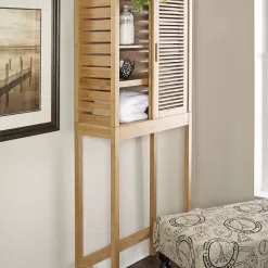 Alternative view of Linon Bracken 26-in W x 65-in H x 11-in D Natural 3-Shelf Over-the-Toilet Storage